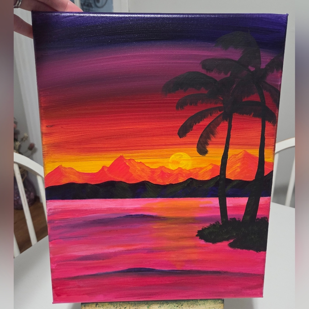 Tropical Mtn Sunset🎨- Original Artwork